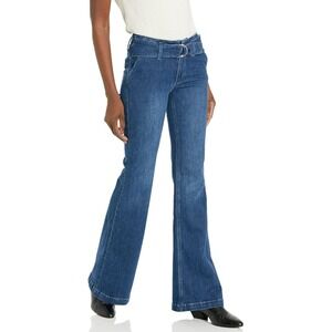 Paige Genevieve Flare‎ Jeans Belted High Rise Retro 70's Cecilia Dark Wash 31